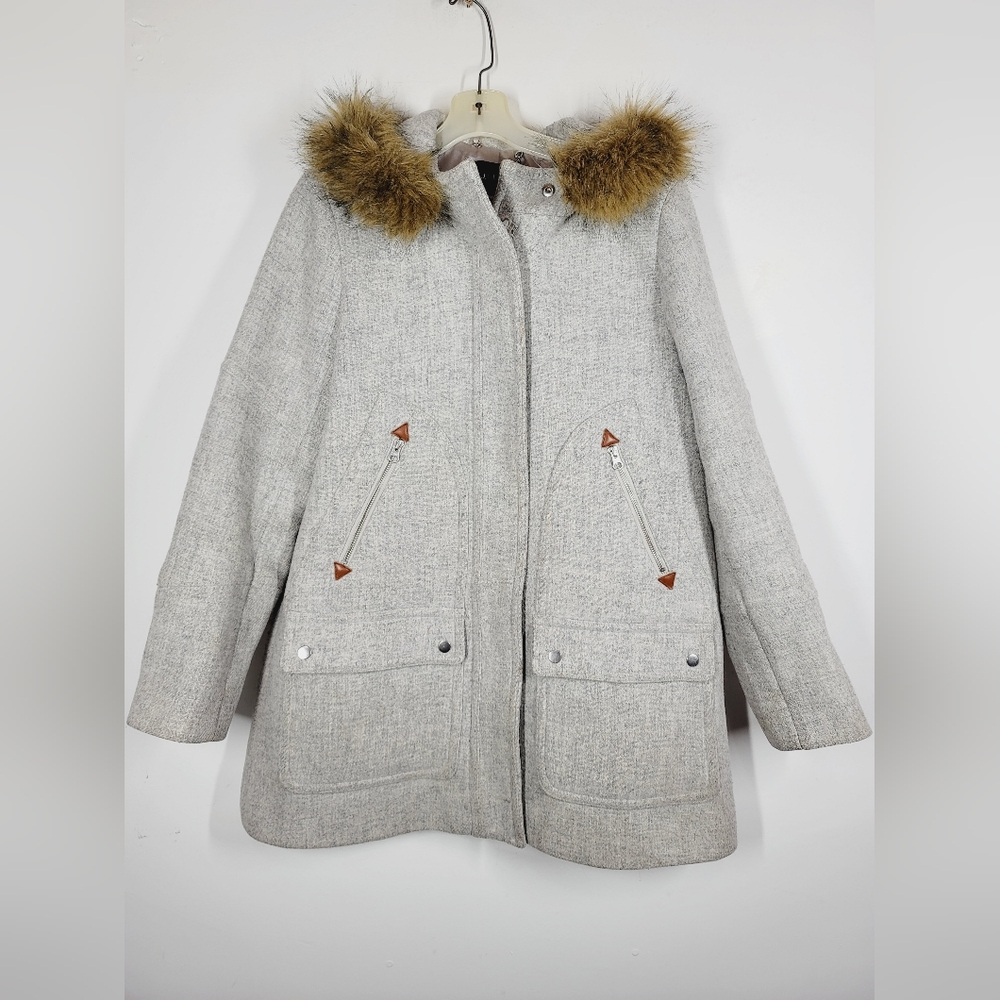 J Crew Gray Italian Stadium Cloth NELLO GORI Wool Coat, Size 12